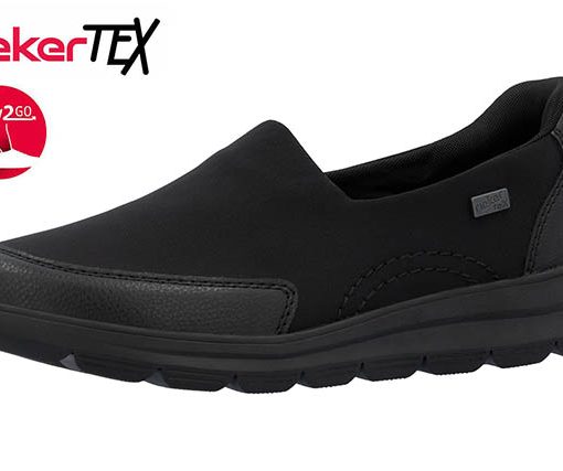 RIEKER SLIPPER SCHWARZ MIT TEX